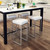 Set of Two White Faux Leather and Stainless Geometric Backless Barstools