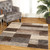 5' Beige Slate Gray And Brown Patchwork Square Rug