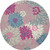 Homeroots Home Decor Gray and Pink Tropical Flower Area Rug, 4 Inch Round