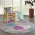 Homeroots Home Decor Gray and Pink Tropical Flower Area Rug, 4 Inch Round