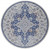 8' Gray Ivory And Blue Round Floral Power Loom Distressed Stain Resistant Area Rug