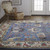 2' X 3' Blue and Beige Wool Floral Hand Knotted Area Rug
