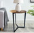 22" Natrual Wood and Black Geo Triangle Round End Table