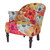 29" Red Gray And Brown Polyester Blend Floral Arm Chair