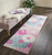 8' Gray And Pink Floral Runner Rug