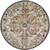 8' Ivory Gold And Blue Round Floral Stain Resistant Area Rug