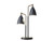 Matte Black Metal and Antique Brass Two Light Adjustable Table Lamp