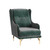 39" Green Velvet And Gold Tufted Wingback Chair