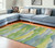 9' X 13' Green and Yellow Abstract Non Skid Area Rug
