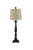 Distressed Black Traditional Table Lamp with Natural Burlap Fabric Shade
