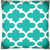 17" X 17" Aqua And White Zippered Polyester Quatrefoil Throw Pillow Cover