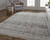 2' X 3' Gray Ivory And Blue Abstract Distressed Area Rug With Fringe