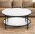 36" Black Faux Marble And Steel Round Coffee Table With Shelf