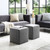 17" Grey Velvet Quilted Cube Ottoman
