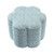 25" Aqua Blue and Cream 100% Linen Flower Shaped Ottoman
