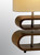 Walnut Wood Finish Stacked Bentwood Ovals with Natural Fabric Oval Shade Table Lamp