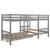 Gray Twin Over Twin L Shaped Wood Bunk Bed With Drawers