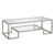54" Silver Glass Rectangular Coffee Table With Shelf
