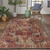 4' X 6' Red Tan And Black Abstract Power Loom Distressed Stain Resistant Area Rug