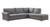 78" X 100" X 35" Gray Fabric Upholstery Metal Leg Sectional Sofa