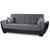 93" Black And Gray Chenille And Faux Leather Convertible Futon Sleeper Sofa With Toss Pillows And Storage