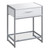 12" x 18" x 22.25" White Clear Silver Metal Tempered Glass Accent Table