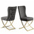 Set Of Two Tufted Gray and Gold Upholstered Microfiber Dining Chairs