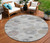 8' Taupe Gray And Beige Round Geometric Washable Indoor Outdoor Area Rug