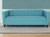 80" Teal Blue Polyester And Dark Brown Sofa