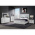 White Wood And Faux Leather Lighted King Bed Frame With Two Drawers