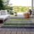 9' X 12' Artichoke Green And Purple Striped Washable Indoor Outdoor Area Rug
