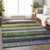 5' X 8' Artichoke Green And Purple Striped Washable Indoor Outdoor Area Rug