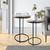 Set of Two Natural Wood and Black Geo Circle Nesting End Tables