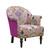 29" Purple Teal And Brown Polyester Blend Paisley Arm Chair