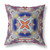 18"x18" Gray Red Orange Midnight Blue Zippered Suede Geometric Throw Pillow