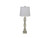 Distressed Washed Wood Finish Table Lamp with Crisp White Shade