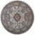 8' Ivory Orange And Blue Round Floral Stain Resistant Area Rug