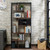 32" X 12" X 71" Black And Walnut Veneer Cube Bookcase