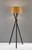 Architectonic Black Wood Tripod Floor Lamp with Rustic Wood Grain Shade