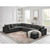 36" Charcoal 100% Linen With Black Ottoman