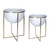 Set of Two White and Gold Metal Planters