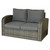 32" Gray Faux Rattan and Gray Cushion Outdoor Loveseat