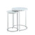 Set of Two 22" Silver and White Marble Round Nested Tables