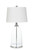 Set of Two 30" Transparent Glass Table Lamps With White Shade