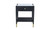 24" Black And White Marble And Solid Wood Rectangular End Table