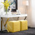 17" Yellow Velvet Quilted Cube Ottoman