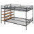 Black Twin Over Full Industrial Metal Bunk Bed With Shelves