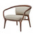 30" Beige Faux Leather And Walnut Solid Color Lounge Chair