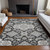 9' X 12' Charcoal Gray And Beige Medallion Washable Indoor Outdoor Area Rug