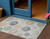 3' X 5' Beige And Blue Geometric Washable Indoor Outdoor Area Rug